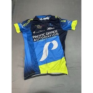 Chore Cycling Jersey Mens Large Blue Lightweight Full Zip Stretch Performance